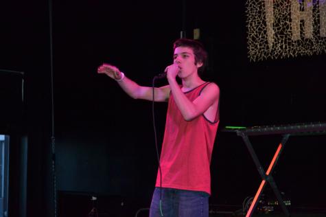Photo of Lucas LaFostecasse, senior, performing at Buckfest 3.