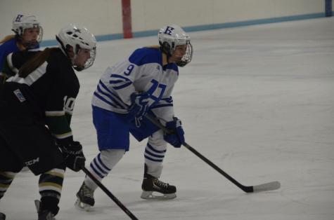 Hope Docter, senior, waiting for the puck in Thursday's win.