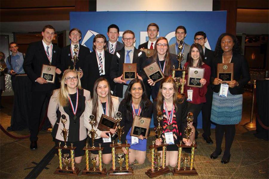 The Hopkins DECA finalists pose after the Grand Awards Ceremony. 