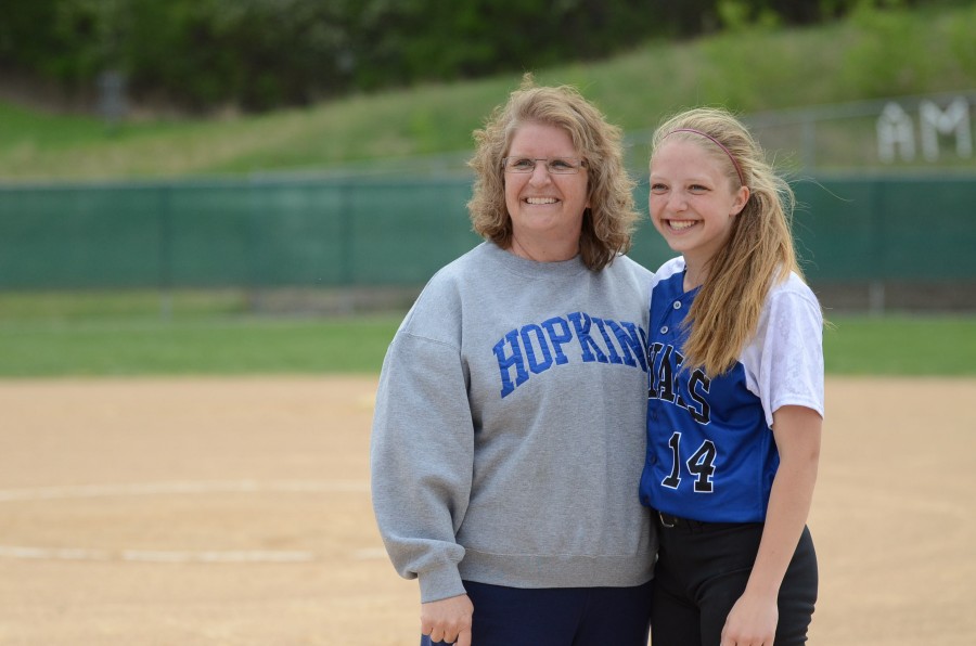 Michelle Guenther, senior, poses with her mom on senior day.