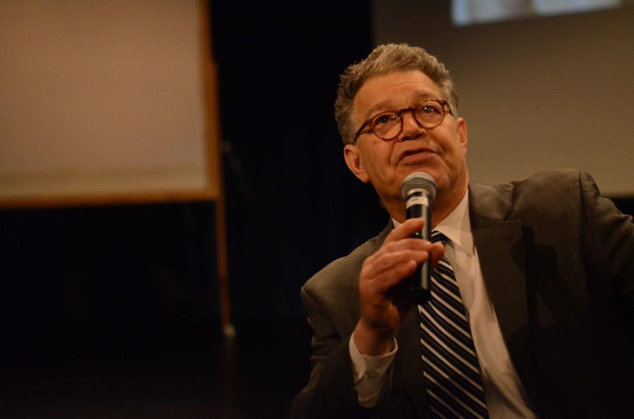 Senator Al Franken speaks to several of the classes at HHS about himself and his career.