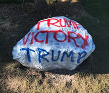 The HHS rock is painted in celebration of Donald Trumps victory.