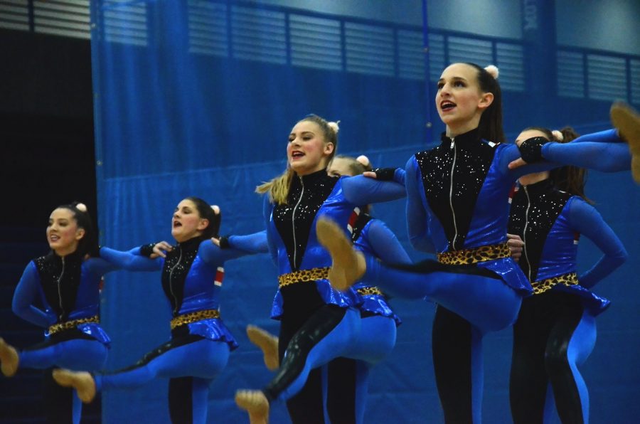 The Royelles perform at their home meet on Dec. 8. They received second place overall.