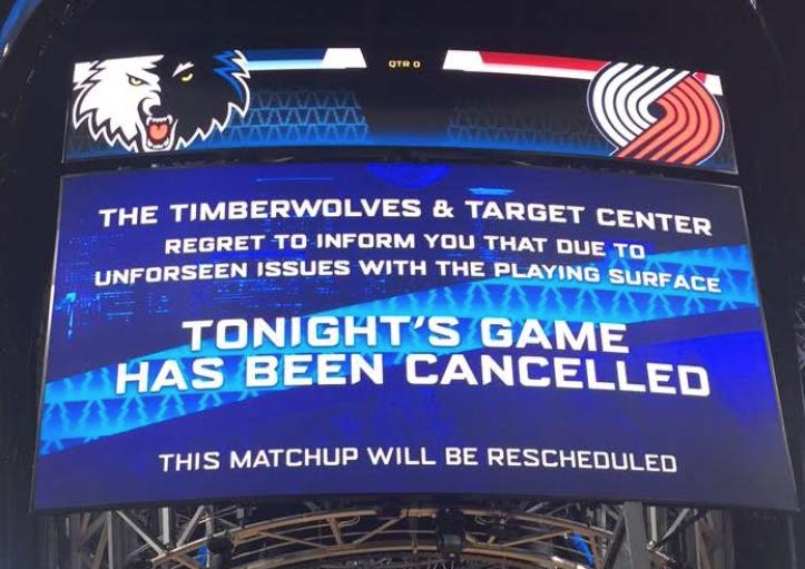 Wolves announcement to the fans shortly after the game was cancelled on March 7, 2016. 