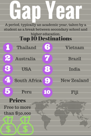 Infographic of Gap Year statistics. Made by Lily Smith. 