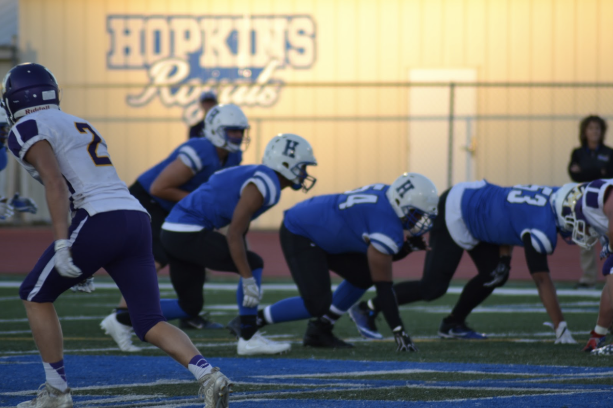 Royals defense prepares for the snap. The Royals fell to the Spring Lake Park Panthers last Friday, September 22nd, 7-20. 