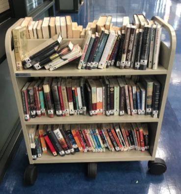 Photo of books on shelves given for free on Fridays.