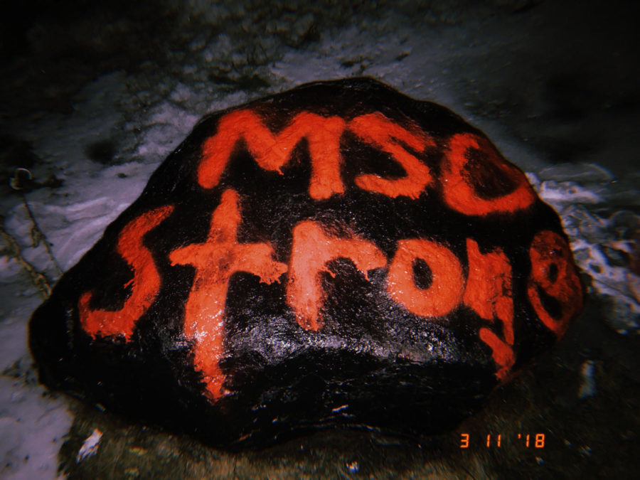 Students paint the Rock in solidarity with Marjory Stoneman Douglas High School