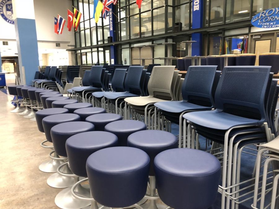 Various stools and chairs at HHS. Classrooms are trying to have more flexible learning spaces this upcoming school year.