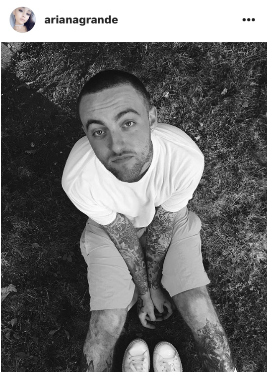 Caption-less photo Ariana Grande posted on Instagram of Mac Miller. Miller was 26 at the time of his death.