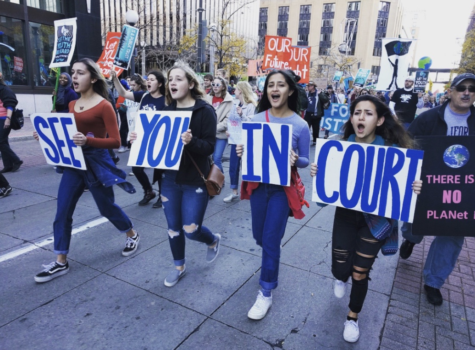 Dems and Earth clubs march alongside environmental activists