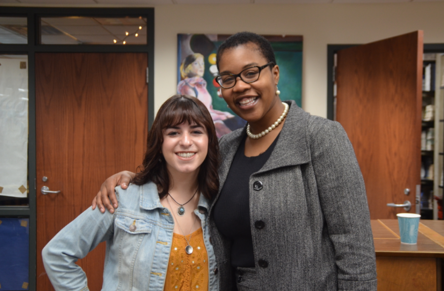 Leah Stillman, senior, and Leslie Redmond, President of Minn. NAACP pose for a picture. Redmond recently visited HHS.