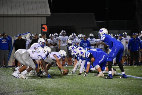 Hopkins and Spring Lake Park about to snap the ball. SPL won this game 13-7