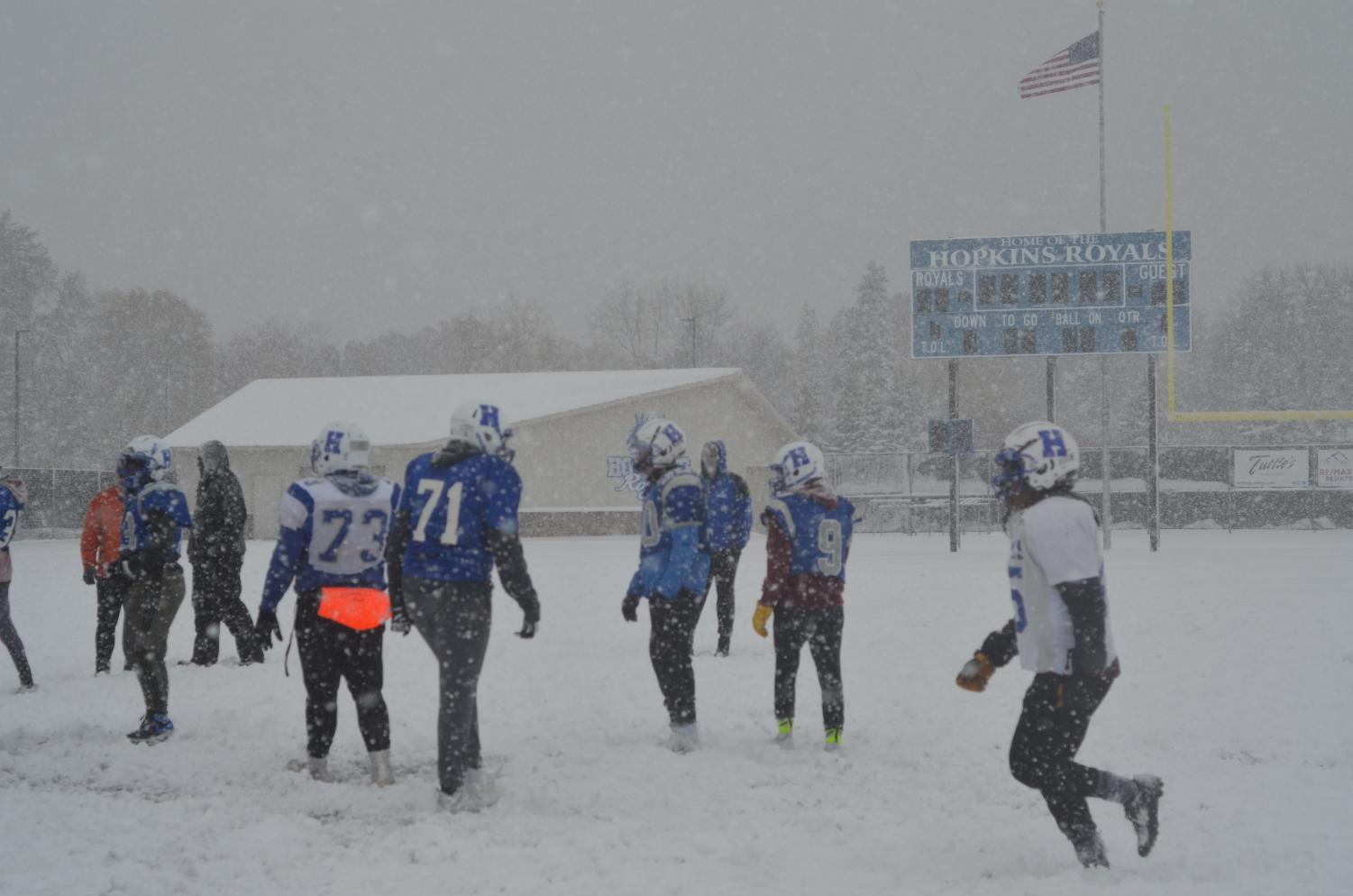 Football+continues+to+practice+despite+severe+weather
